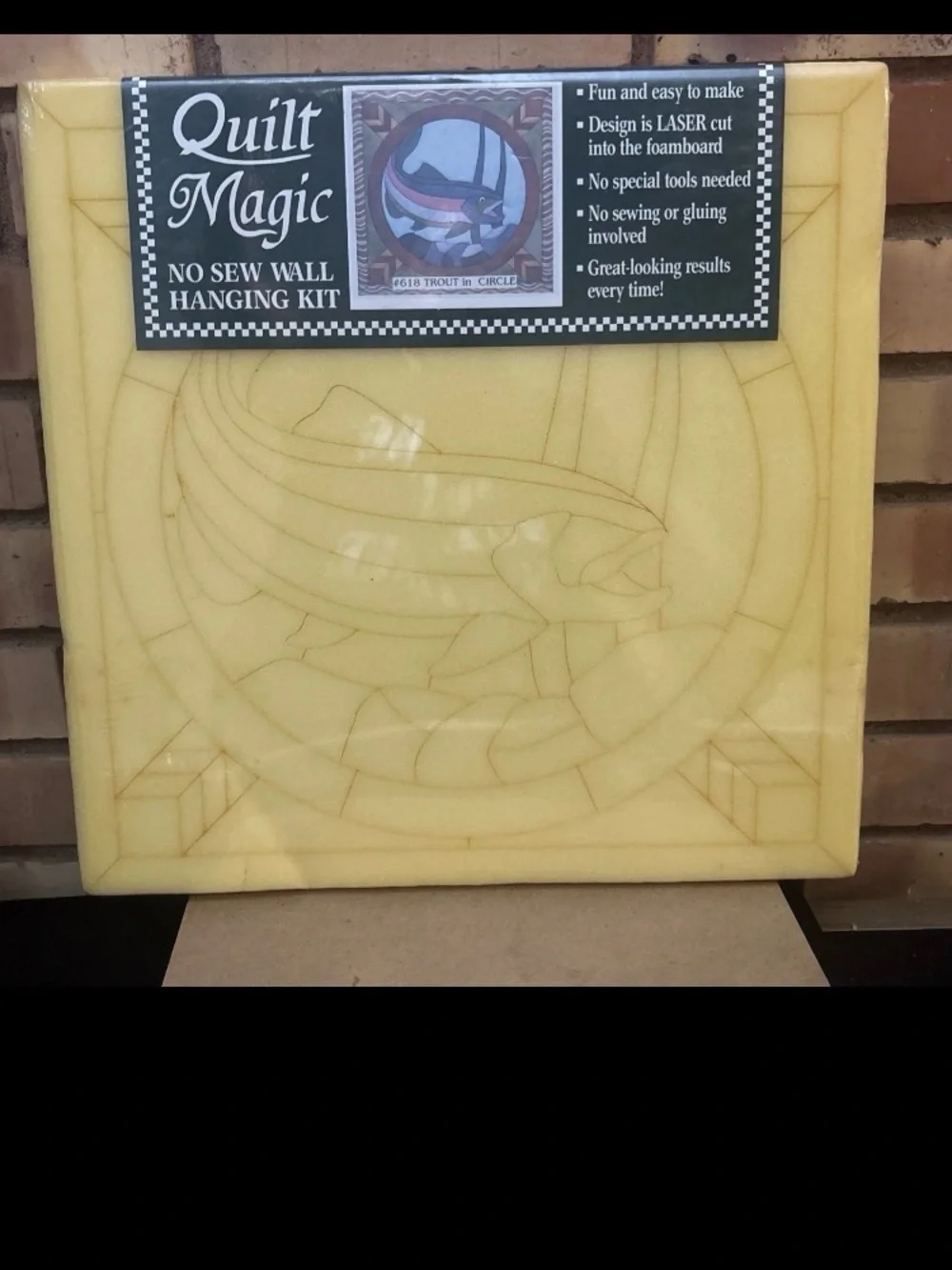 Vintage Sealed Quilt Magic No Sew Wall Hanging Kit #618 Trout in Circle